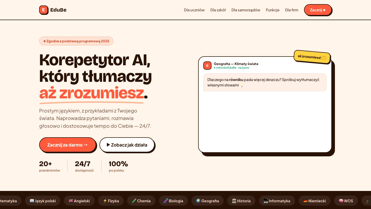 Edube — Tutor AI, który uczy rozumienia, nie gotowych odpowiedzi