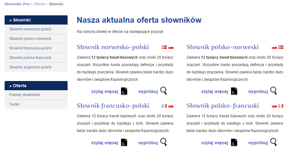 Zrzut ekranu — Slowniki-Pro
